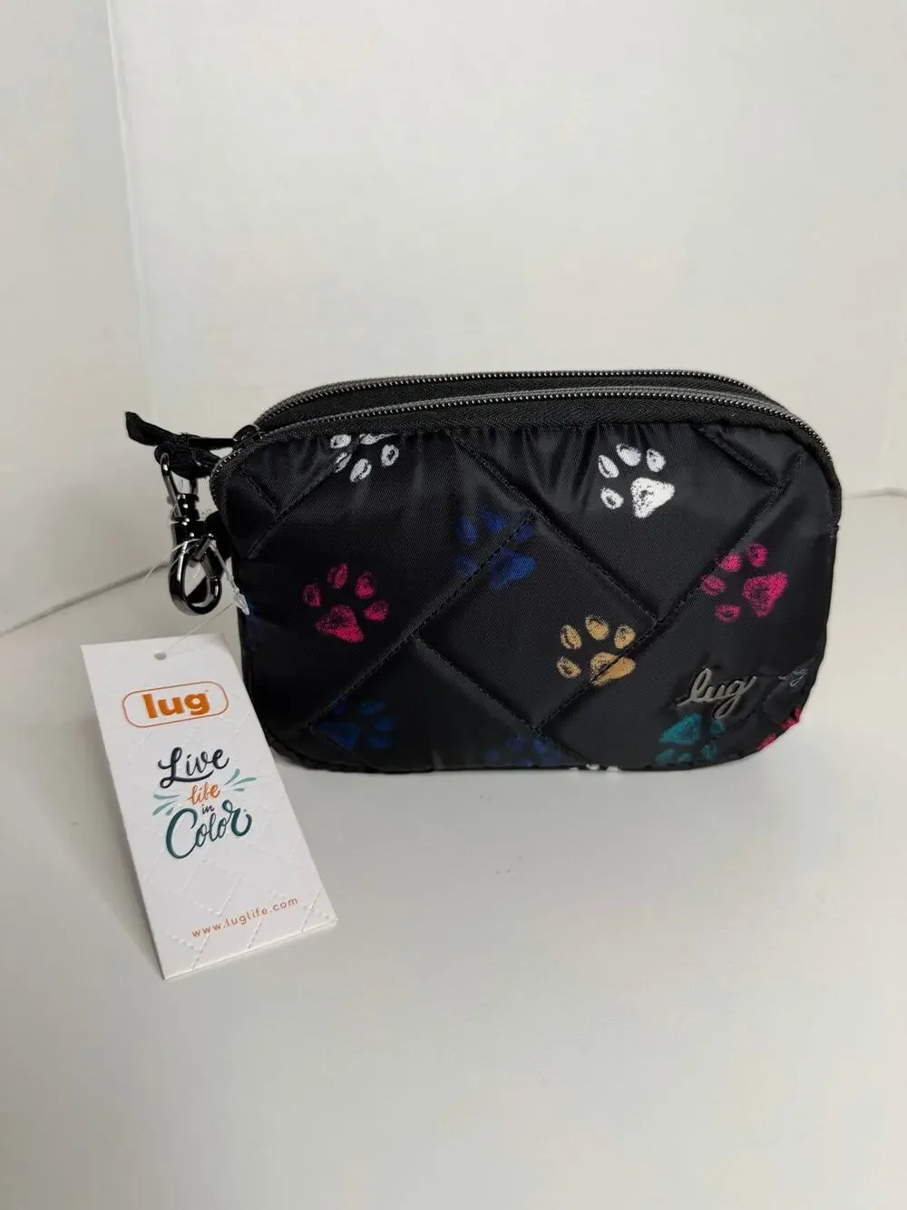 NEW LUG Coupe SE Crossbody Bag Purse Black Paw Prints